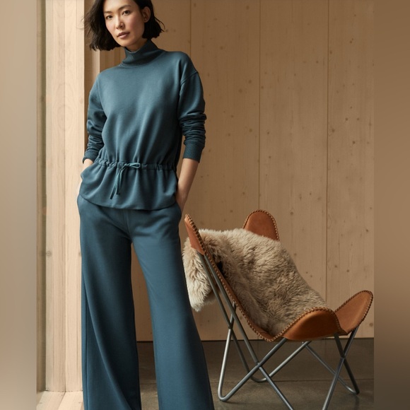 Haven Well Within Fleece Wide Leg Pant & Drawstring-Waist Mockneck Top Sz S Blue - Picture 1 of 16